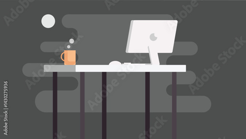 laptop on a desk, symbolizing remote work and freelancing, with a calm, focused atmosphere