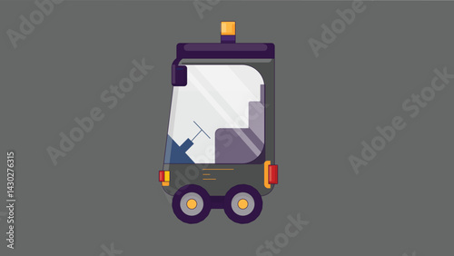 Illustration of electric self-driving cars for shipping, showcasing futuristic technology with sleek design, autonomous features, and eco-friendly electric power
