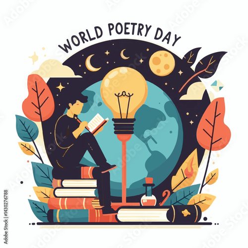 poster, illustration, literature, art, poetry, design, writer, holiday, feather, march, vector, day, quill, education, pen, poetry day, world, calligraphy, letter, poesy, poet, graphic, paper, concept