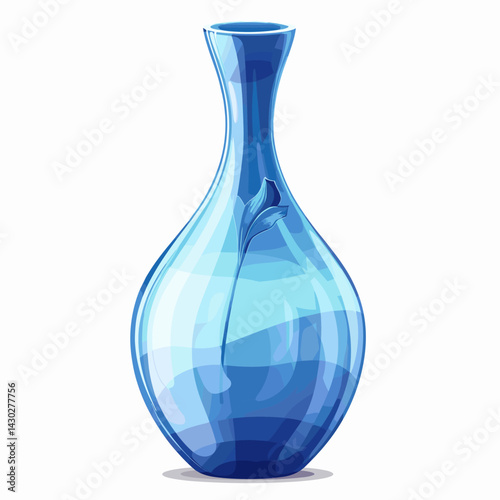 Blue glass vase isolated on white background. Vector illustration. Eps 10.