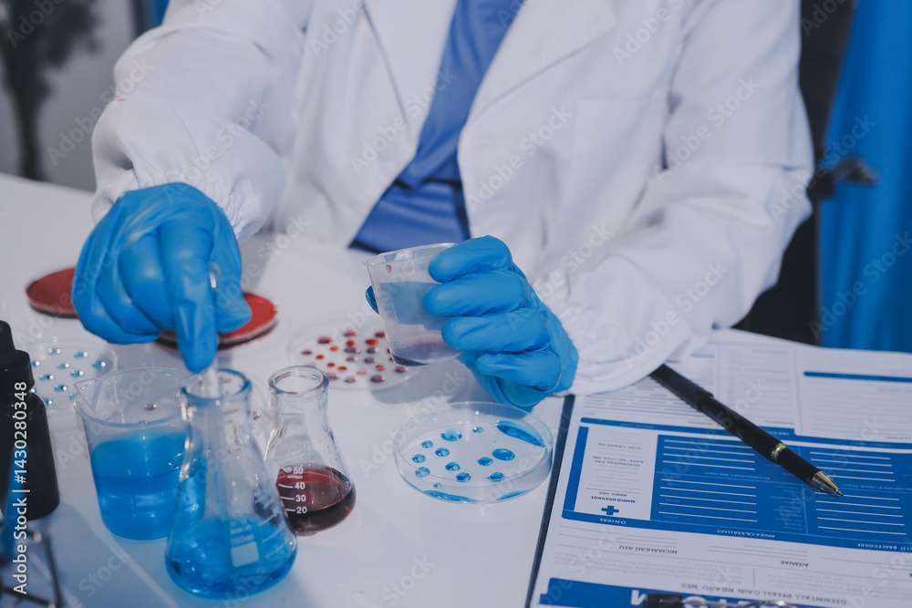 Fototapeta premium Researcher using a professional microscope