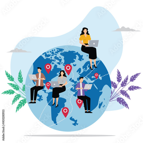 Businessman and businesswoman working remotely