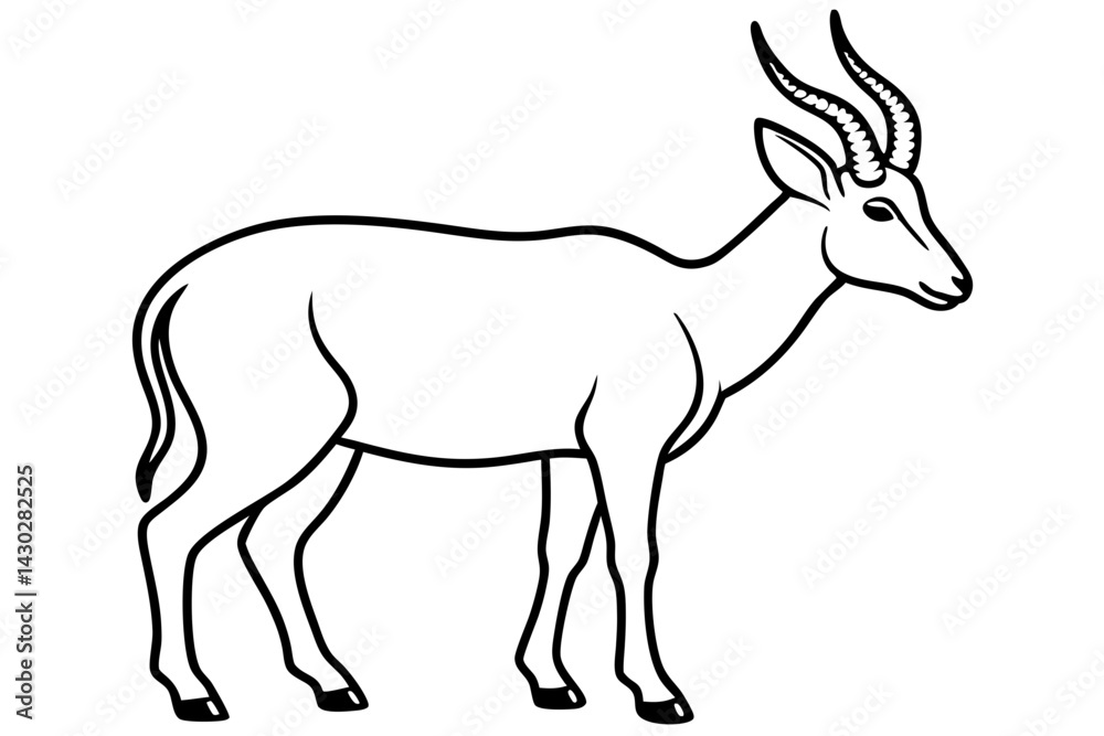 Fototapeta premium Saiga Antelope Line Drawing