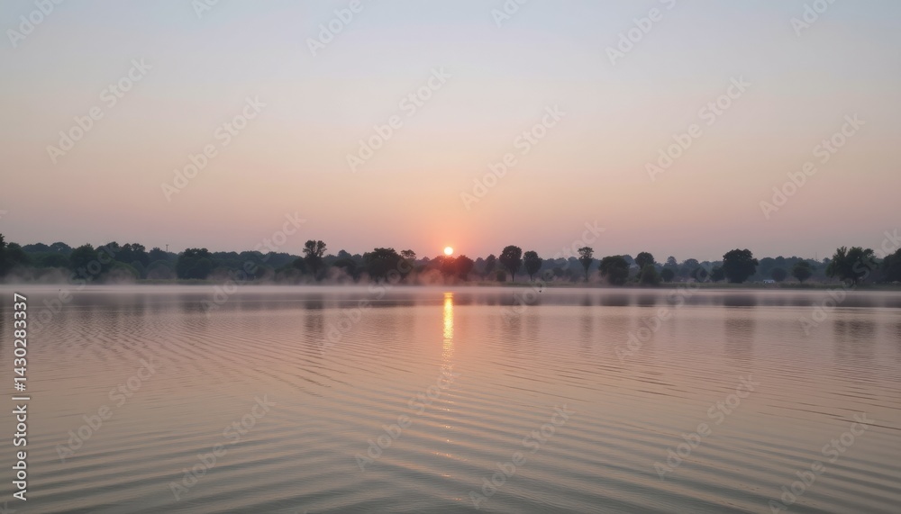 Serene sunset reflecting on calm water surface. Serene sunset reflecting on calm water surface.