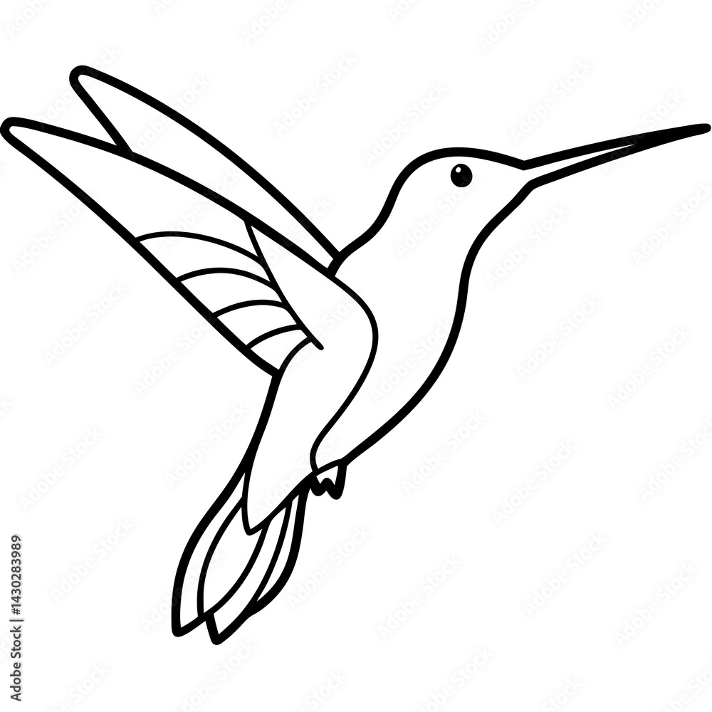 Obraz premium One-Line Art Hummingbird Vector Illustration
