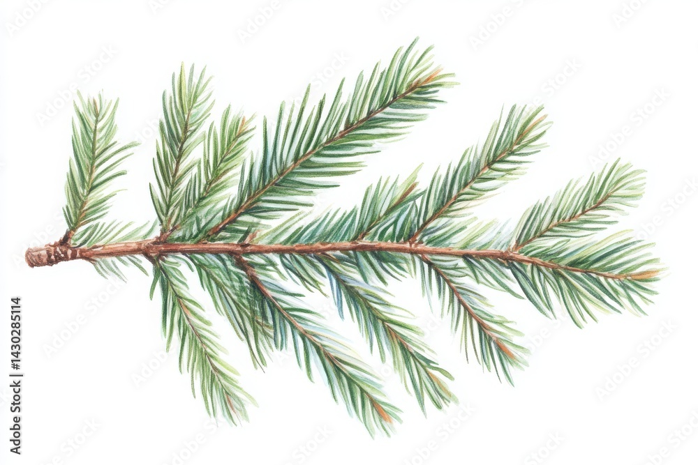 Obraz premium Hand-drawn Watercolor Fir Branch, Perfect for Holiday Designs