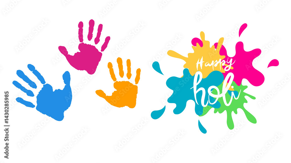 Vibrant illustration of Happy Holi with colorful powders, splashes, and festive elements. Ideal for Indian festival designs, celebration themes, and joyful seasonal greetings. Vibrant illustration of Happy Holi with colorful powders, splashes, and festive elements. Ideal for Indian festival designs, celebration themes, and joyful seasonal greetings.