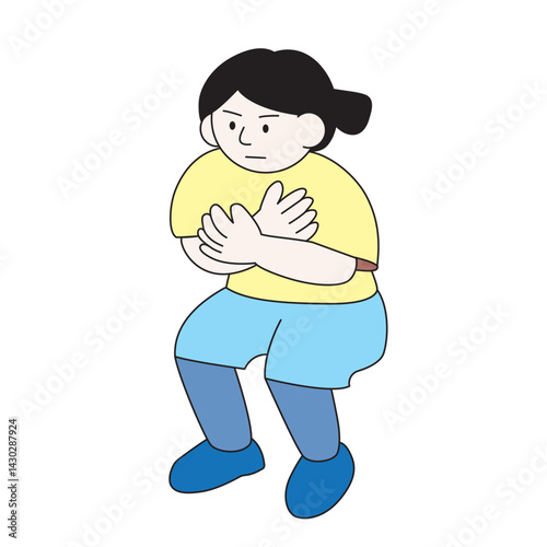 スクワットをする女性のイラスト