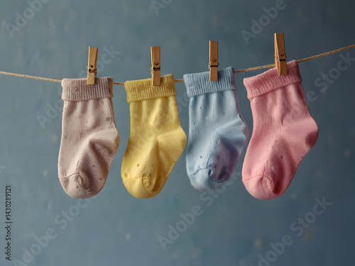 baby socks hanging on a clothesline