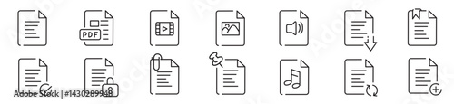 file format icons set. Editable line icon collection. Vector illustration. 