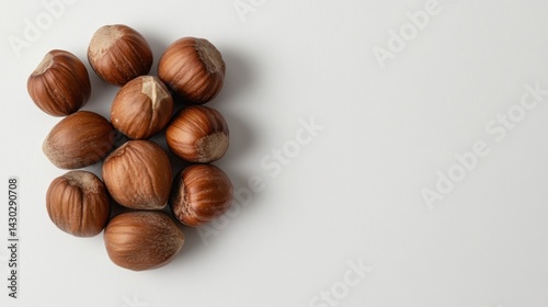 Wallpaper Mural Earthy hazelnuts in tight grouping, natural brown hues on minimalist white surface Torontodigital.ca
