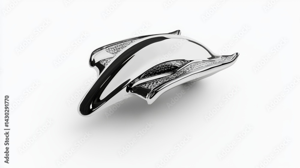 Obraz premium A sleek and shiny dolphin sculpture designed with creative flair. This artistic piece evokes grace and elegance in its polished form. Transform any space with this artwork. Generative AI