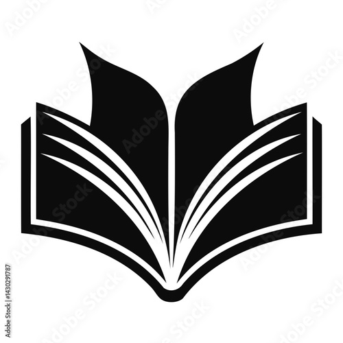 Open book | notebook icon Black Silhouette on transparent background
