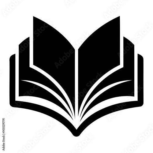 Open book | notebook icon Black Silhouette on transparent background