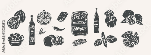 Flat vector italian food illustration