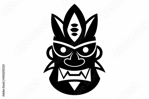 Maori Tiki Mask Silhouette Vector Illustration