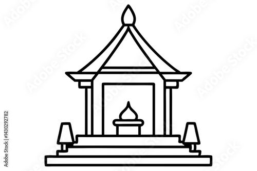 Miniature Shrine Altar Line Art Vector Illustration
