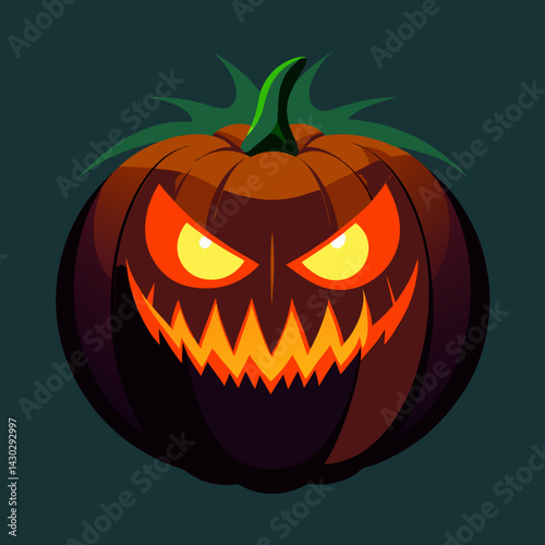 Halloween pumpkin glow eye horror looks Vector Art