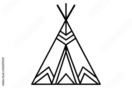 Native American Tipi Line Art Vector Illustration