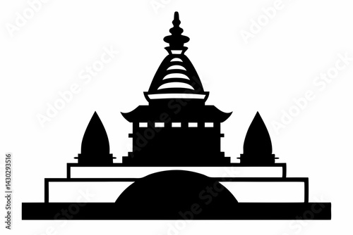 Nepalese Stupa Silhouette Vector Illustration