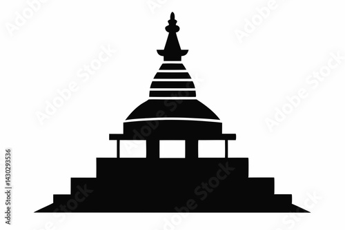 Nepalese Stupa Silhouette Vector Illustration