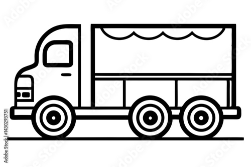 Pakistani Truck Art Panel Black And White Vector Illustration