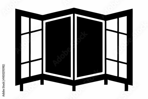 Small Folding Screen Byobu Silhouette Vector Illustration