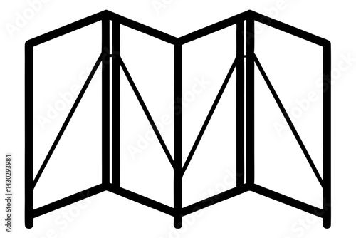 Small Folding Screen Byobu Line Art Vector Illustration