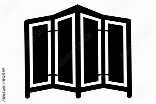 Small Folding Screen Byobu Silhouette Vector Illustration