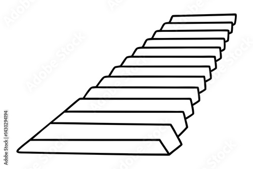 Stone Step Pathway Line Art Vector Illustration