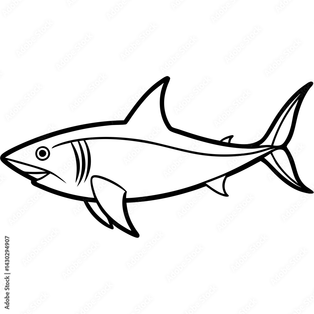 Obraz premium One-Line Mako Shark Vector