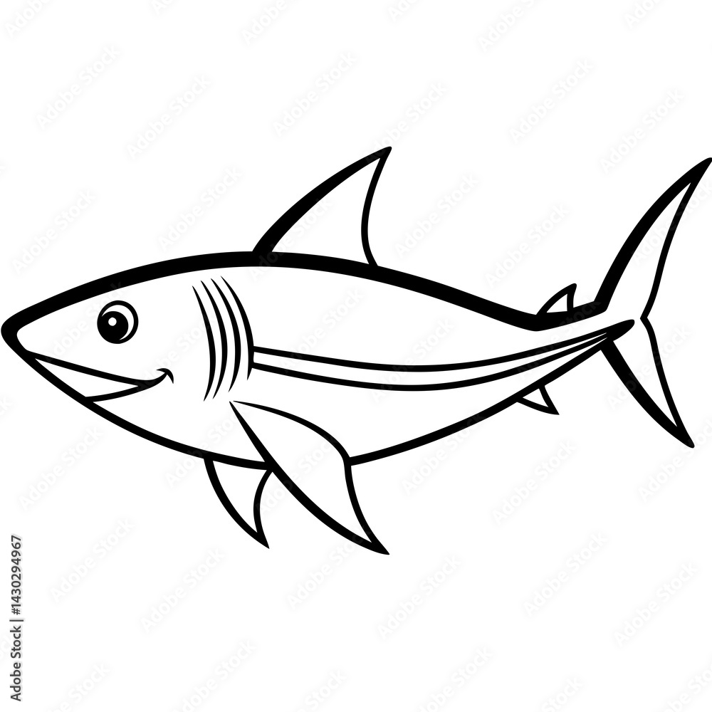 Fototapeta premium One-Line Mako Shark Vector