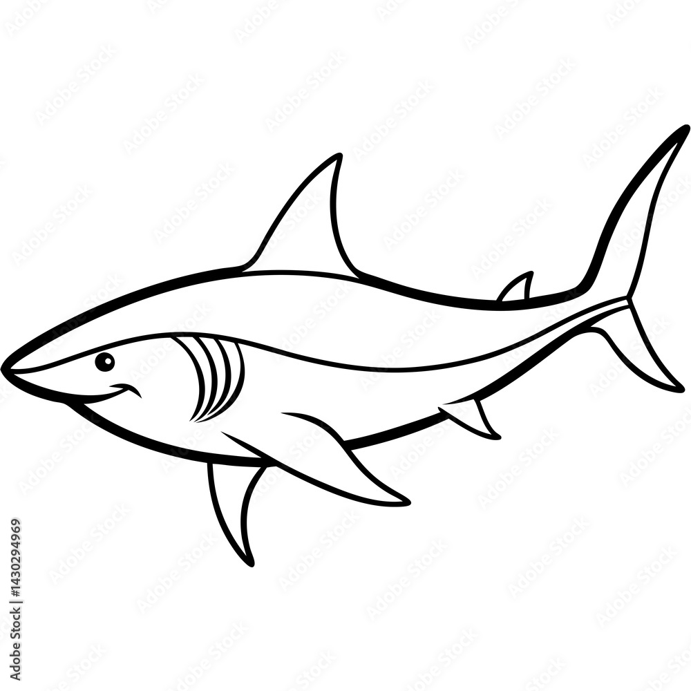 Fototapeta premium One-Line Mako Shark Vector