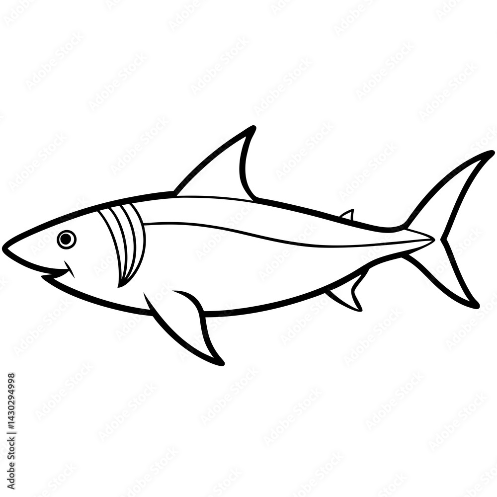 Fototapeta premium One-Line Mako Shark Vector
