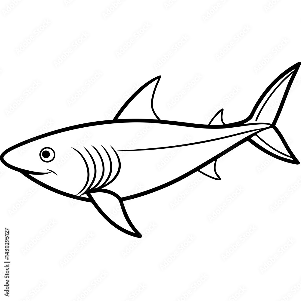 Fototapeta premium One-Line Mako Shark Vector