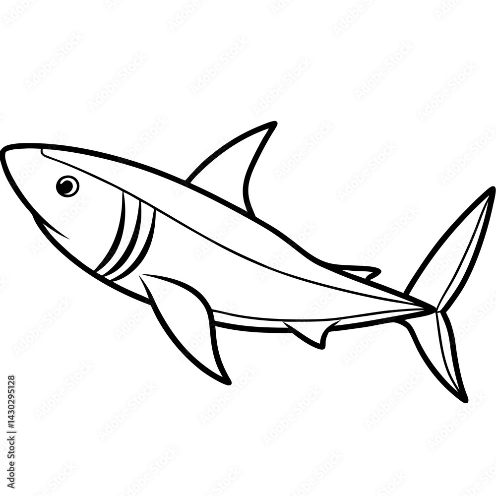 Obraz premium One-Line Mako Shark Vector
