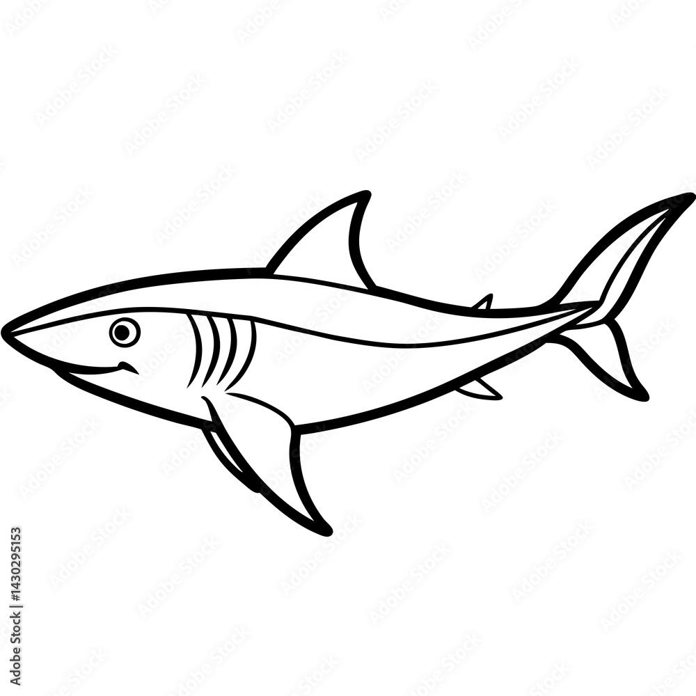 Fototapeta premium One-Line Mako Shark Vector