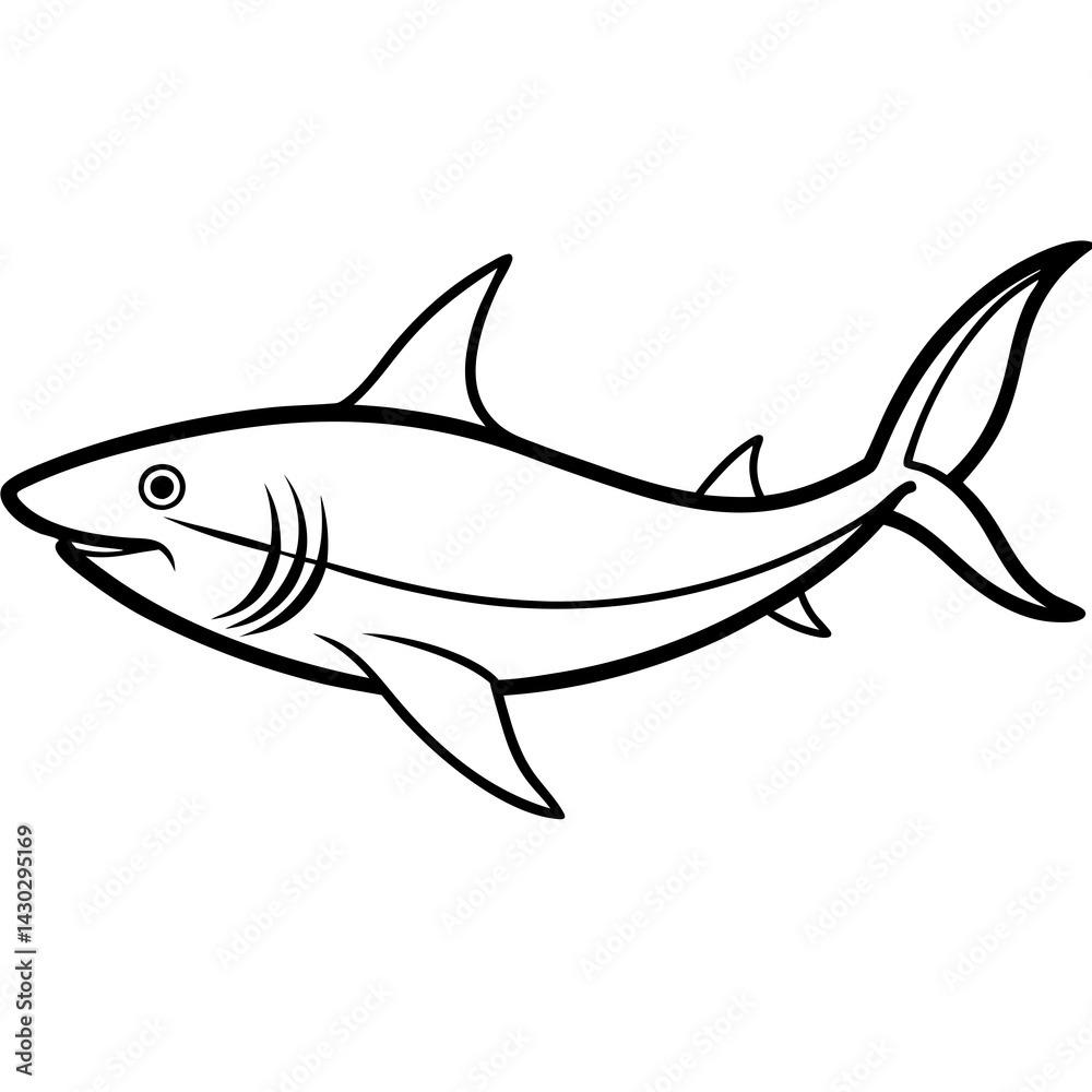 Obraz premium One-Line Mako Shark Vector