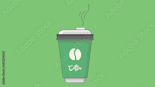 A simple paper coffee cup with a lid, ideal for on-the-go beverages. The cup features a classic design