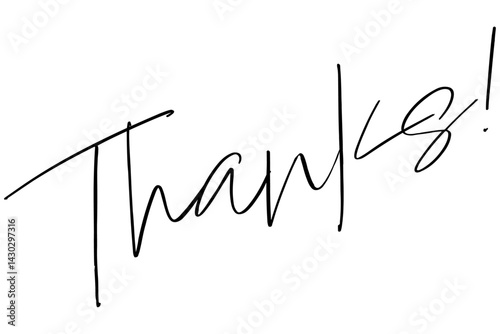 おしゃれな手書き風の、Thanks!（ありがとう！）の文字のロゴマーク
