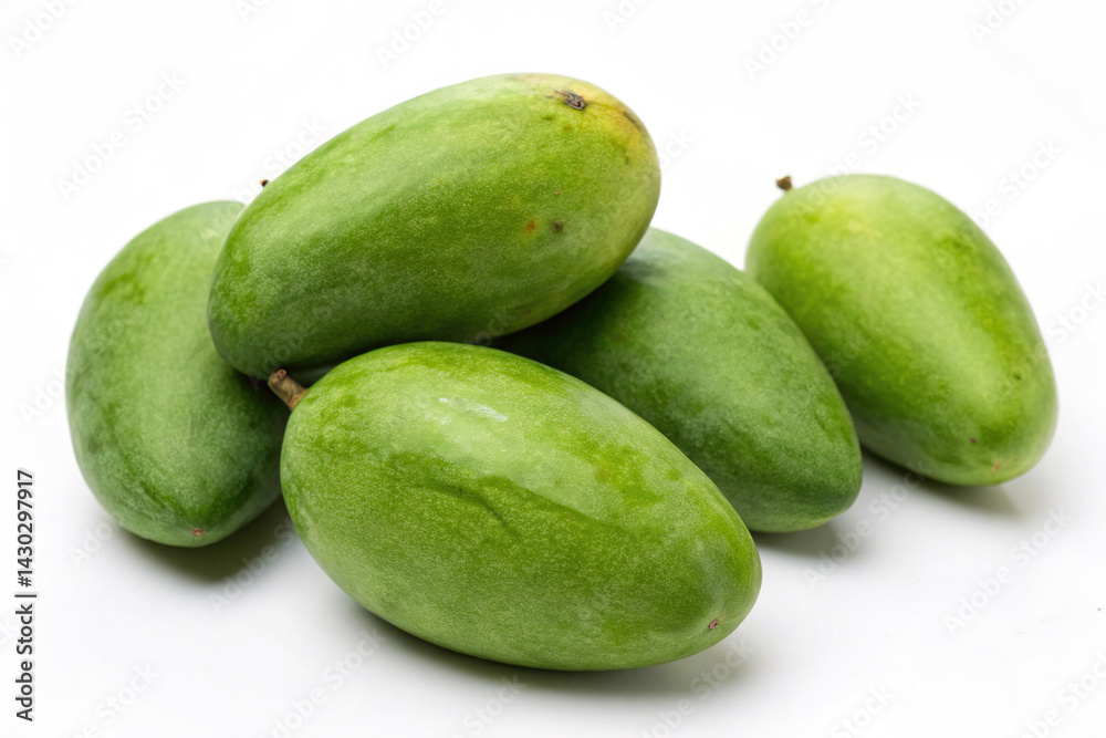 Green mango isolated on white background