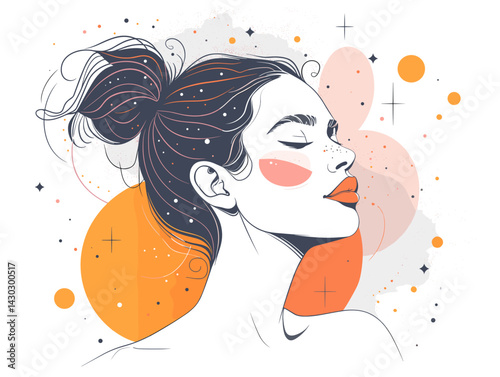 Beautiful woman face. Hand drawn vector illustration in sketch style.
