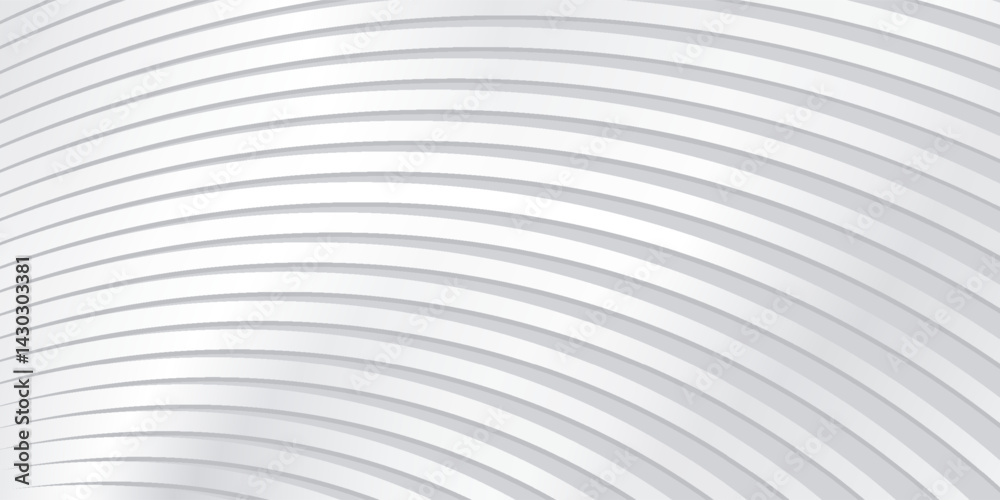 Obraz premium Metallic abstract wavy stripes background. Shiny metal striped surface. Abstract futuristic white silver architecture background. Modern design with wavy pattern. Futuristic interior concept.