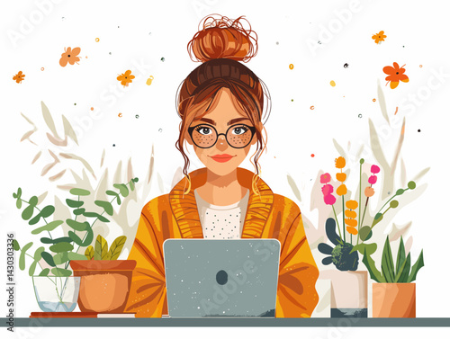 businesswoman working on laptop