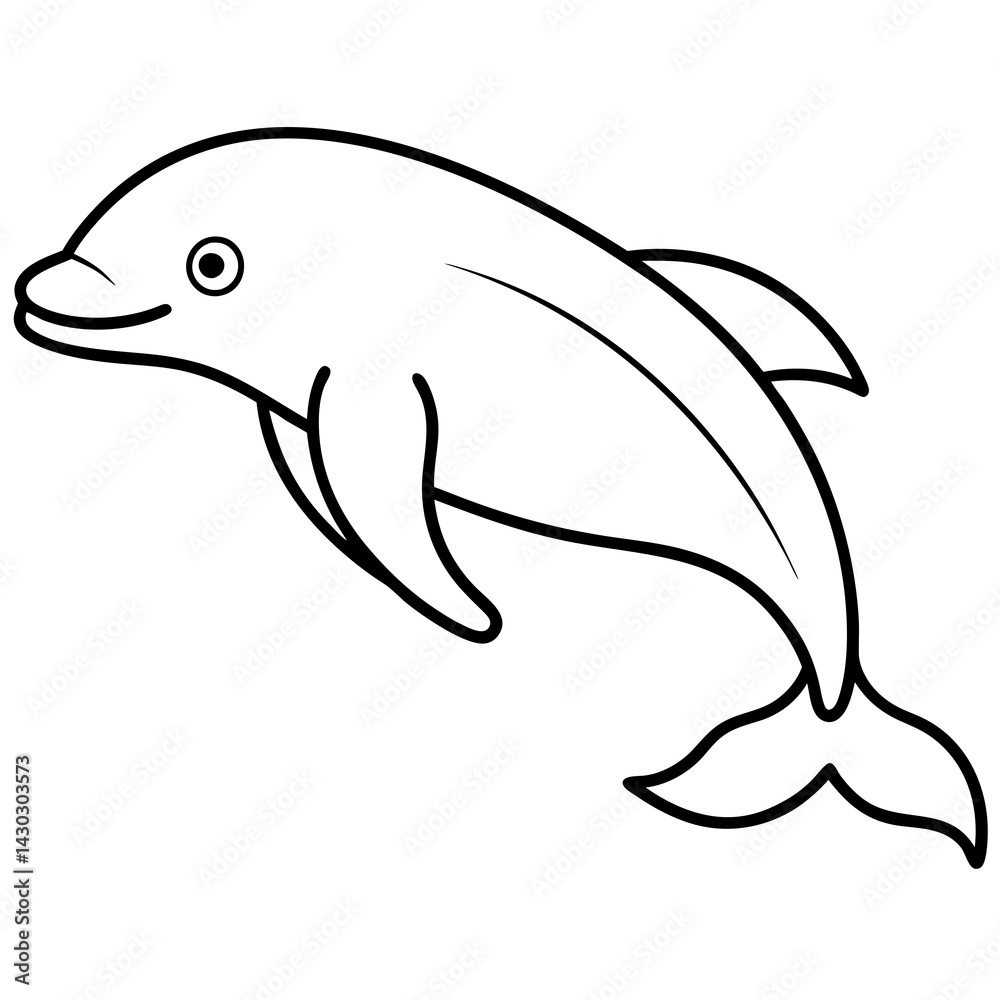 Fototapeta premium Simple Beluga Whale Vector Outline