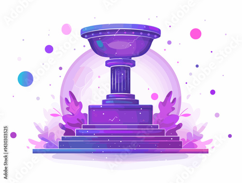 Cup award on pedestal. Vector illustration in flat style.