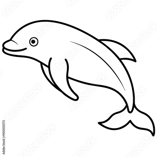 Simple Beluga Whale Vector Outline