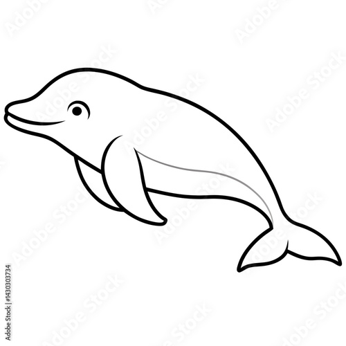 Simple Beluga Whale Vector Outline