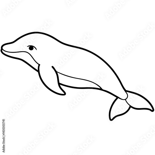 Simple Beluga Whale Vector Outline