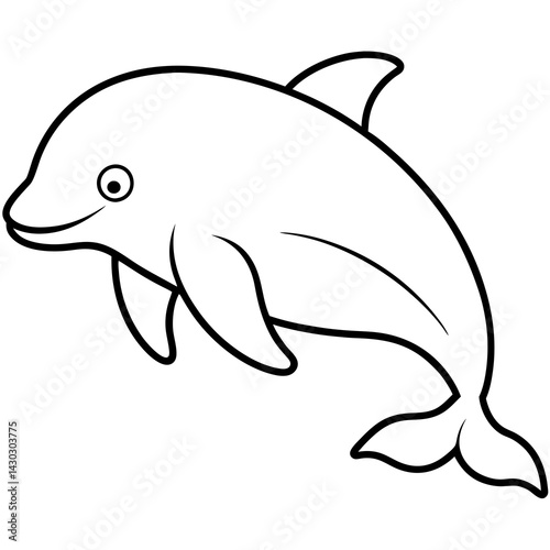 Simple Beluga Whale Vector Outline